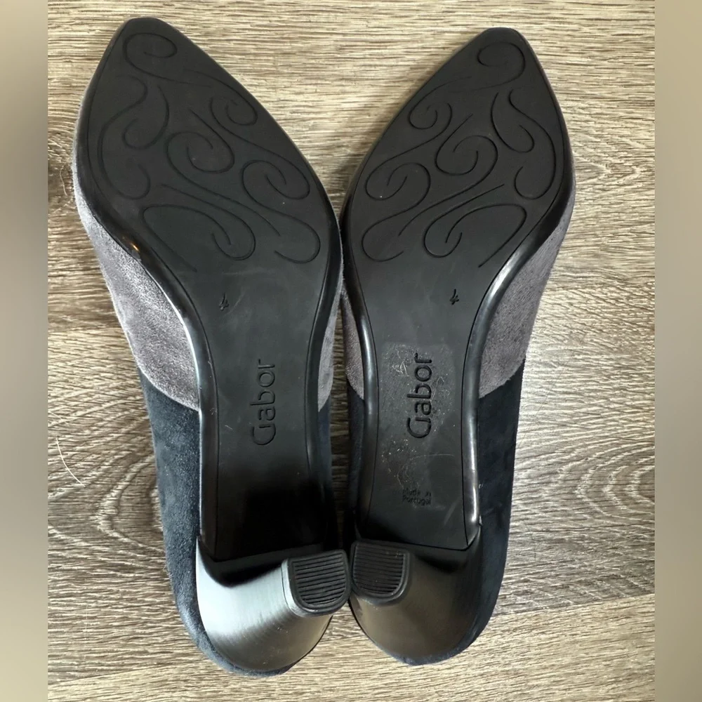 Gabor Shoes Womens sz:6.5 Suede Heels Gray Blue‎ UK4 Minimalist Neutral Capsule